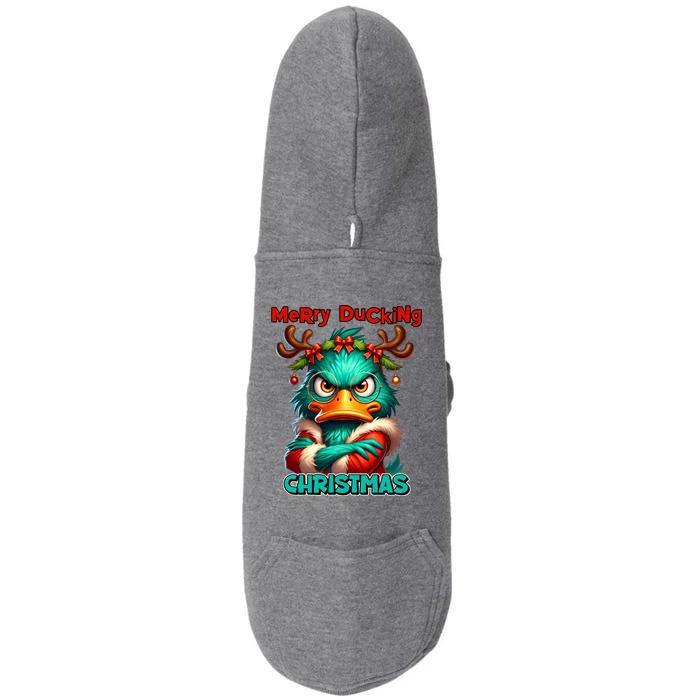 Merry Ducking Funny Sarcastic Grumpy Duck Christmas Doggie 3-End Fleece Hoodie