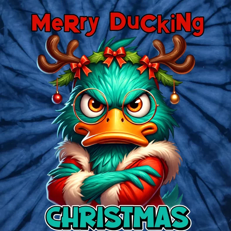 Merry Ducking Funny Sarcastic Grumpy Duck Christmas Tie-Dye T-Shirt