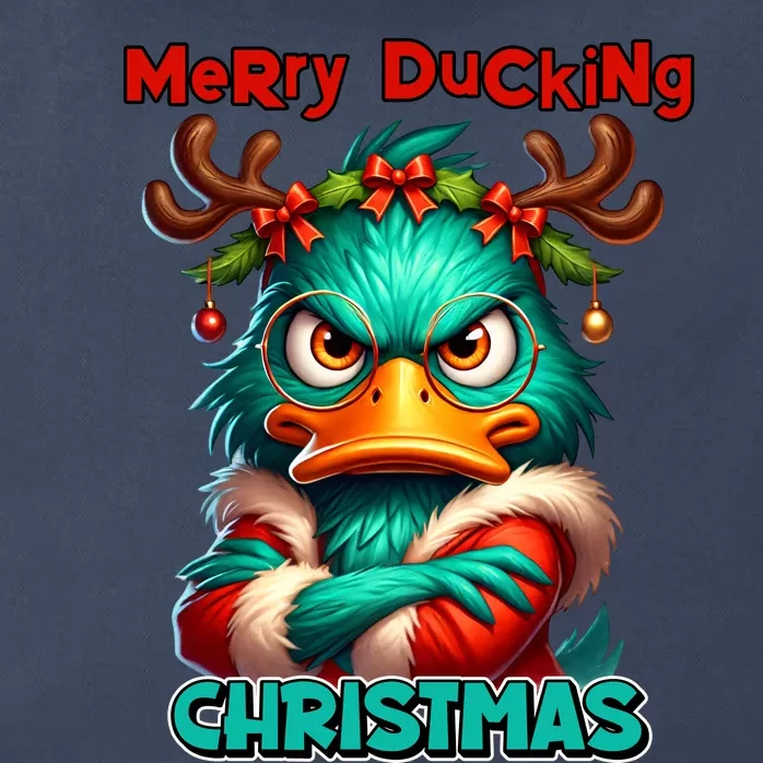 Merry Ducking Funny Sarcastic Grumpy Duck Christmas Zip Tote Bag