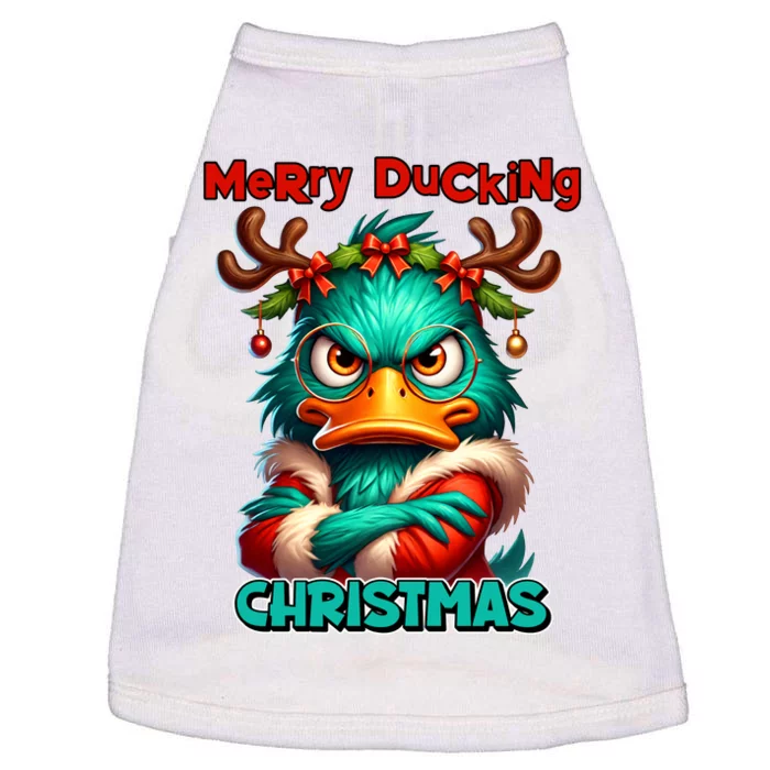 Merry Ducking Funny Sarcastic Grumpy Duck Christmas Doggie Tank