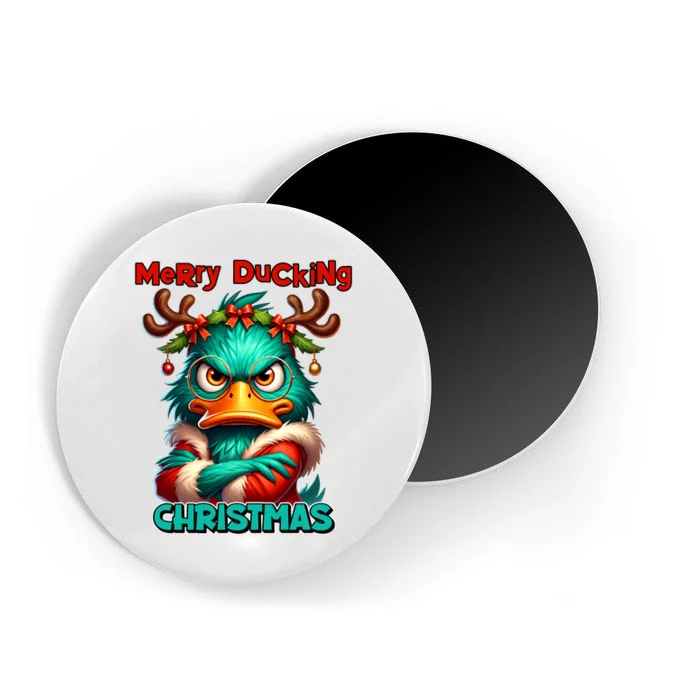 Merry Ducking Funny Sarcastic Grumpy Duck Christmas Magnet