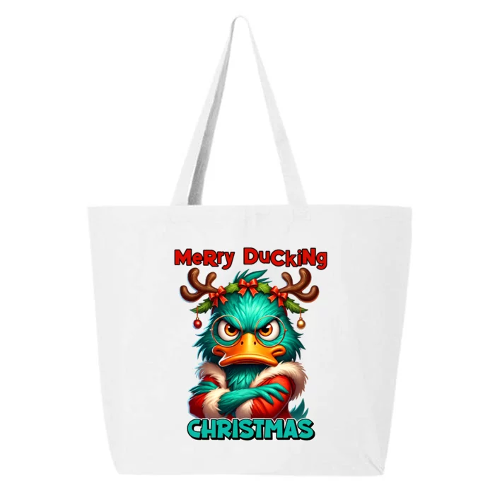 Merry Ducking Funny Sarcastic Grumpy Duck Christmas 25L Jumbo Tote