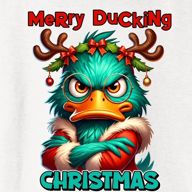 Merry Ducking Funny Sarcastic Grumpy Duck Christmas Women's Crop Top Tee