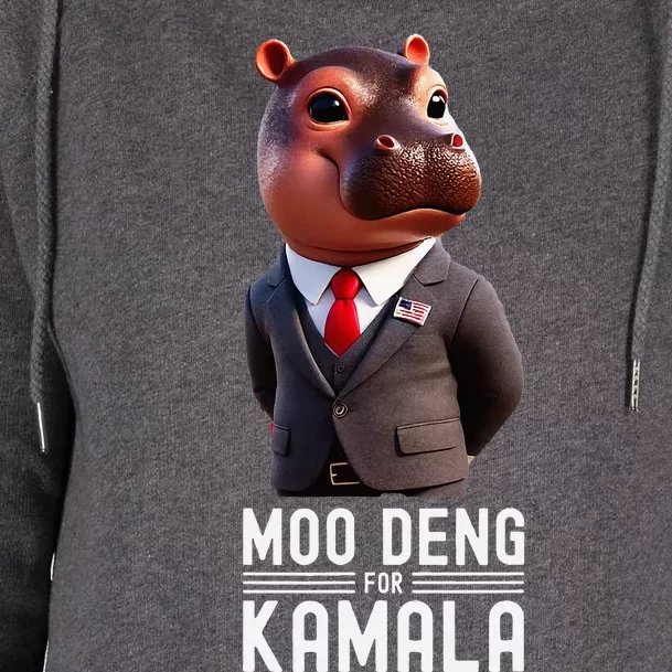 Moo Deng For Kamala Harris 2024 President Baby Pygmy Hippo Womens Funnel Neck Pullover Hood