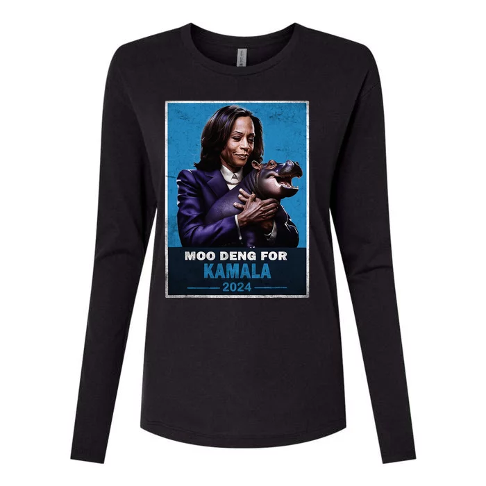 Moo Deng For Kamala Harris 2024 Womens Cotton Relaxed Long Sleeve T-Shirt