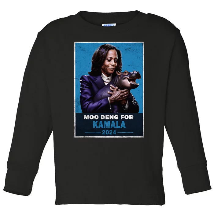 Moo Deng For Kamala Harris 2024 Toddler Long Sleeve Shirt