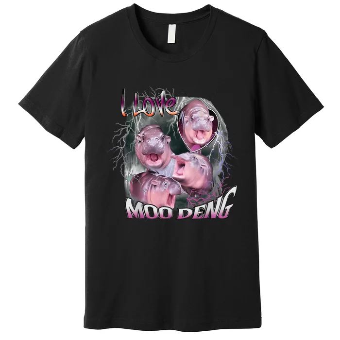 Moo Dang Funny Dwarf Baby Hippo In The Zoo Premium T-Shirt