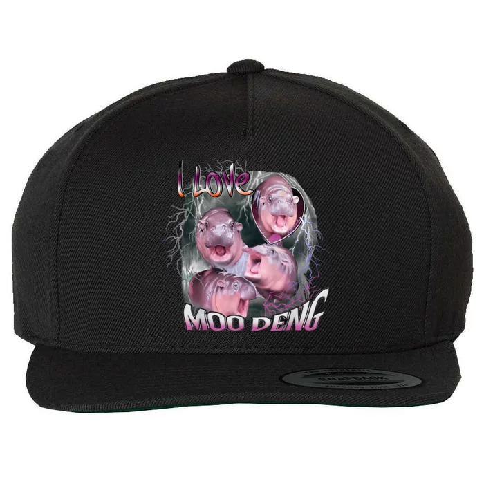 Moo Dang Funny Dwarf Baby Hippo In The Zoo Wool Snapback Cap