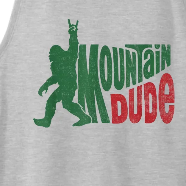 Mountain Dude Funny Bigfoot Sasquatch Hiking Gift Ladies Tri-Blend Wicking Tank