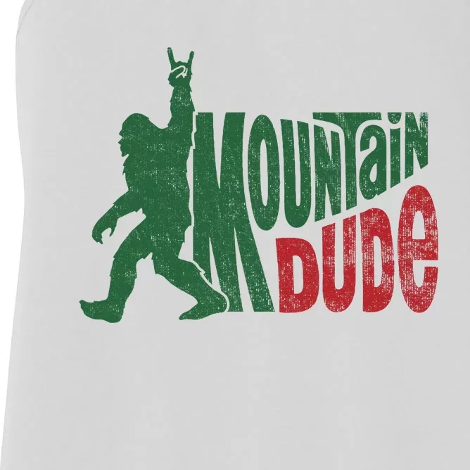 Mountain Dude Funny Bigfoot Sasquatch Hiking Gift Women's Racerback Tank