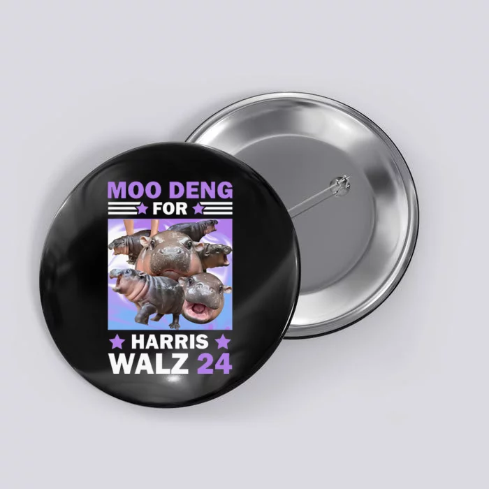 Moo Deng For Harris Walz 2024 Button