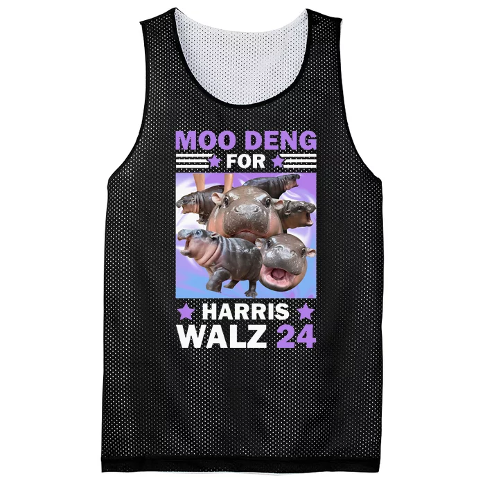 Moo Deng For Harris Walz 2024 Mesh Reversible Basketball Jersey Tank