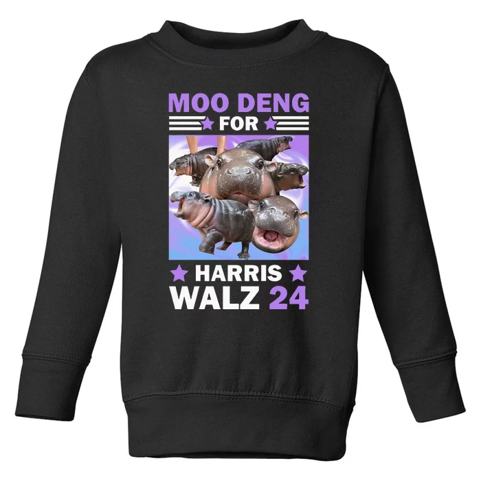 Moo Deng For Harris Walz 2024 Toddler Sweatshirt