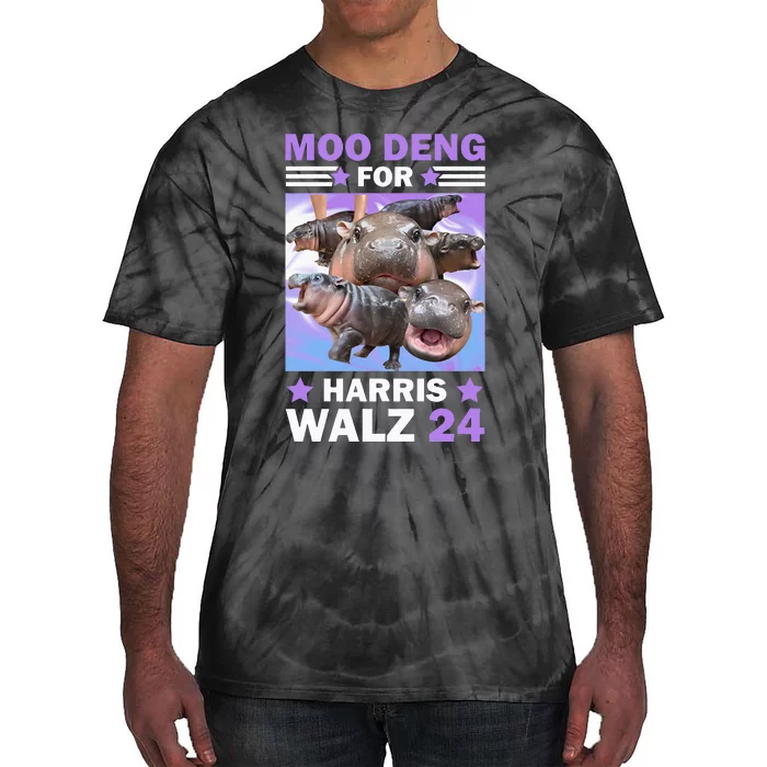 Moo Deng For Harris Walz 2024 Tie-Dye T-Shirt