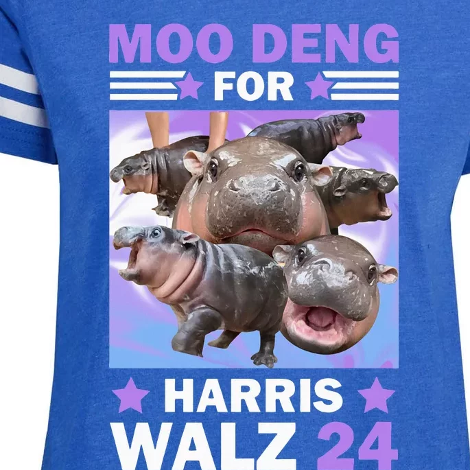 Moo Deng For Harris Walz 2024 Enza Ladies Jersey Football T-Shirt