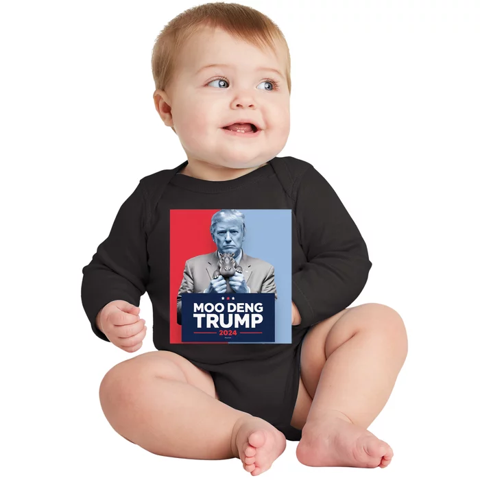 Moo Deng For Trump 2024 Baby Long Sleeve Bodysuit