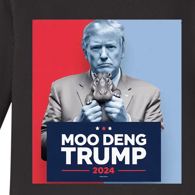 Moo Deng For Trump 2024 Baby Long Sleeve Bodysuit