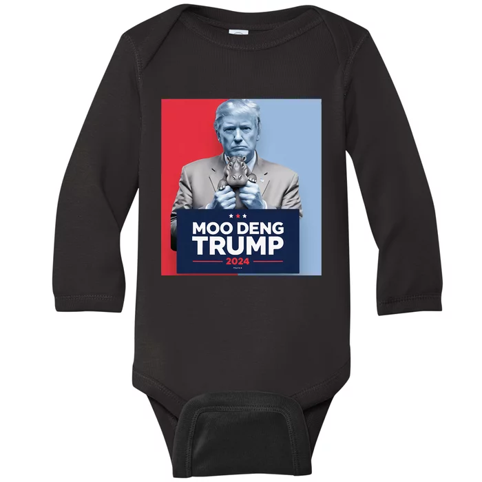 Moo Deng For Trump 2024 Baby Long Sleeve Bodysuit