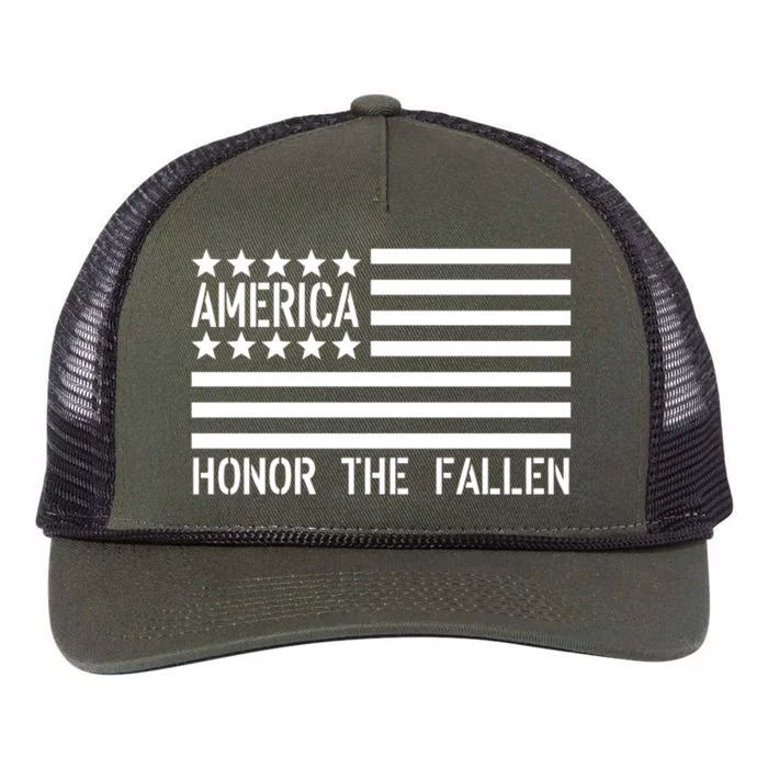 Memorial Day Funny Gift Honor The Fallen Military 4th Of July Gift Retro Rope Trucker Hat Cap