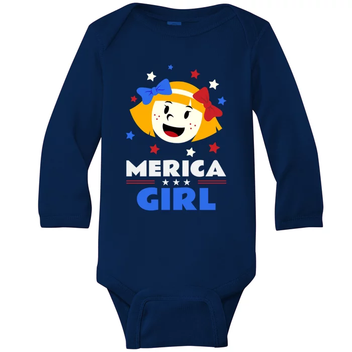 Merica Design For 4 July Meaningful Gift Baby Long Sleeve Bodysuit