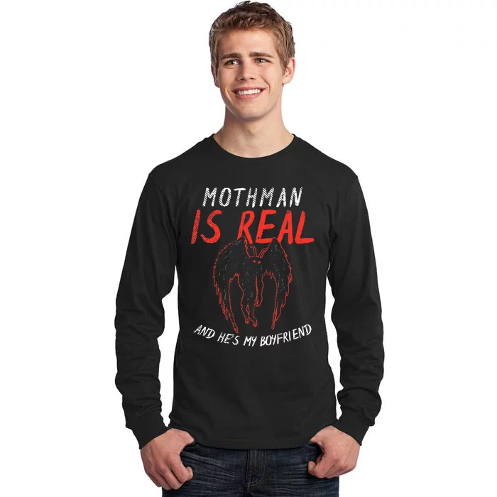 Mothman Design For Cryptid Lover Mothman Is My Boyfriend Tall Long Sleeve T-Shirt