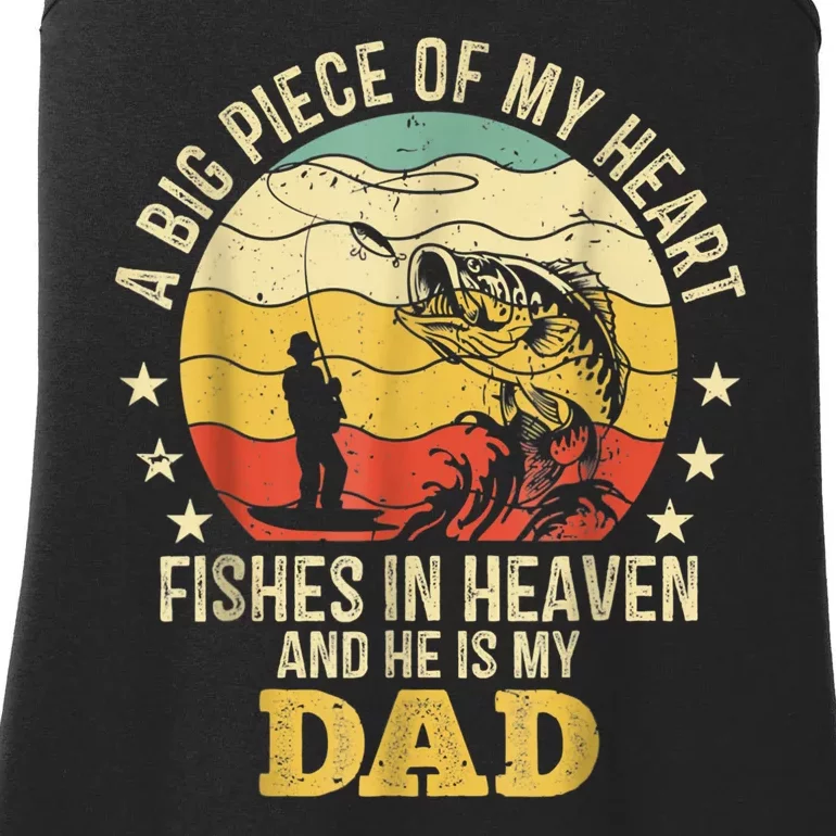 My Dad Fishes In Heaven Fishing Memorial Ladies Essential Tank