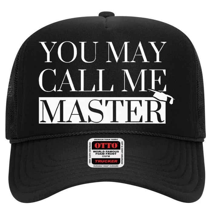 Master Degree Graduation Gifts Funny Call Me Master MS MA High Crown Mesh Trucker Hat