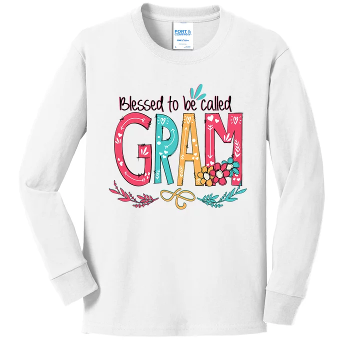 Mothers Day Gift Blessed To Be Called Gram Kids Long Sleeve Shirt