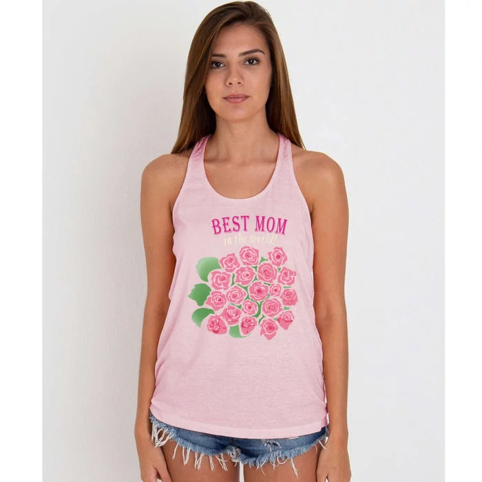 Mothers Day Gift Best Mom In The World Cute Gift Women's Knotted Racerback Tank