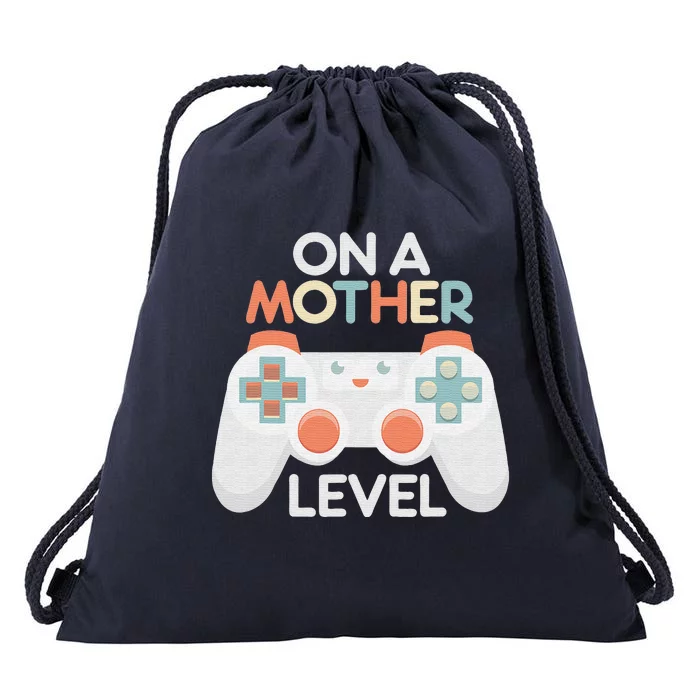 Mothers Day Gamer Mom Gaming On A Mother Level Up Drawstring Bag