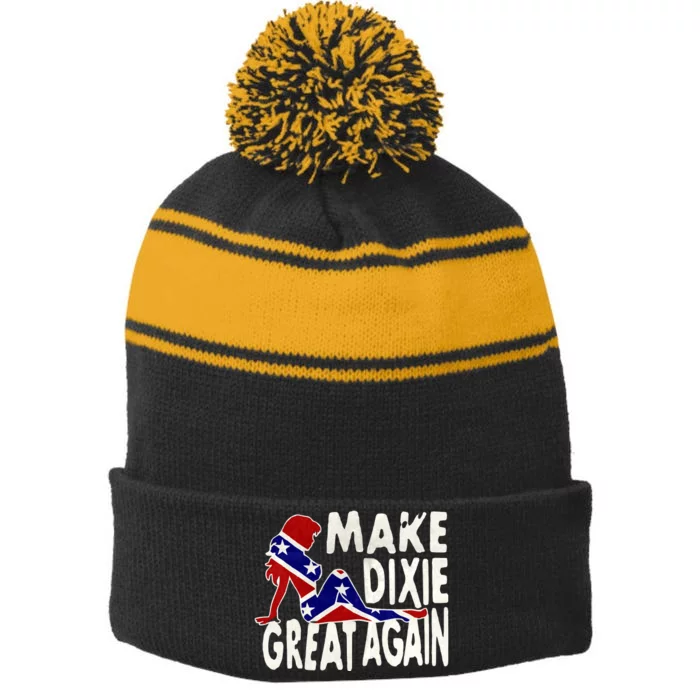 Make Dixie Great Again Civil War Flag Stripe Pom Pom Beanie