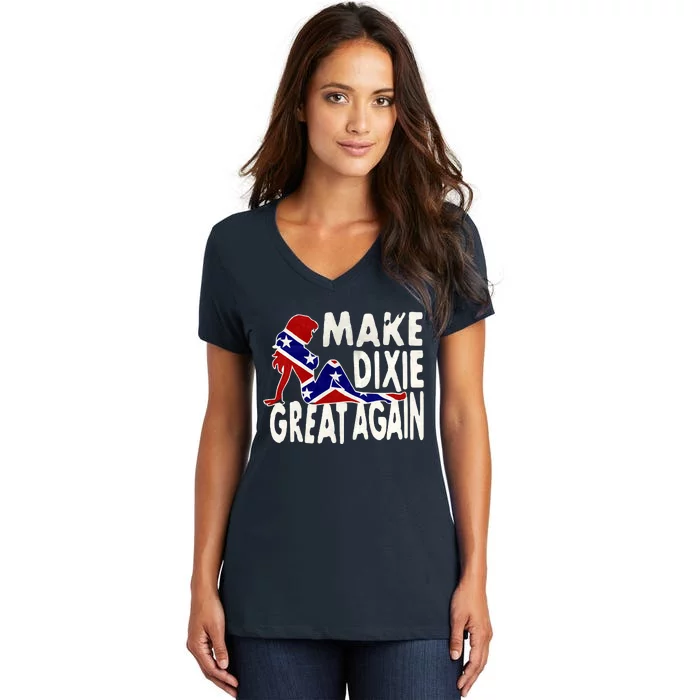 Make Dixie Great Again Civil War Flag Women's V-Neck T-Shirt