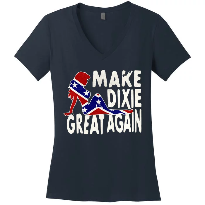 Make Dixie Great Again Civil War Flag Women's V-Neck T-Shirt