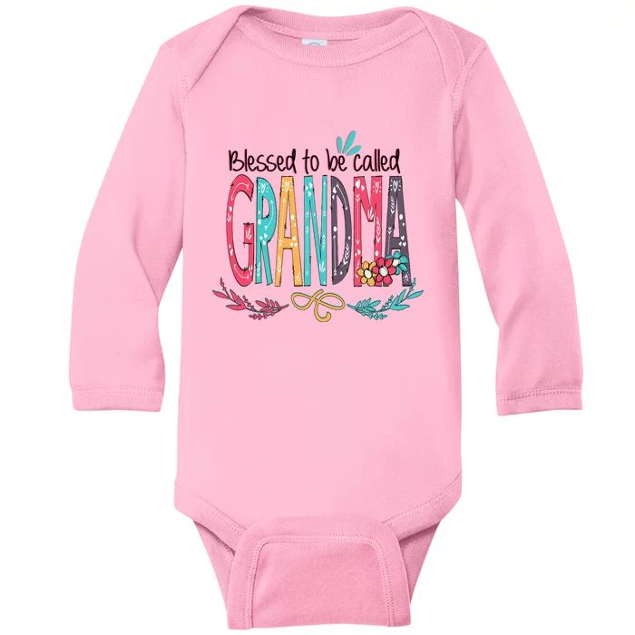 Mothers Day Gift Blessed To Be Called Grandma Baby Long Sleeve Bodysuit