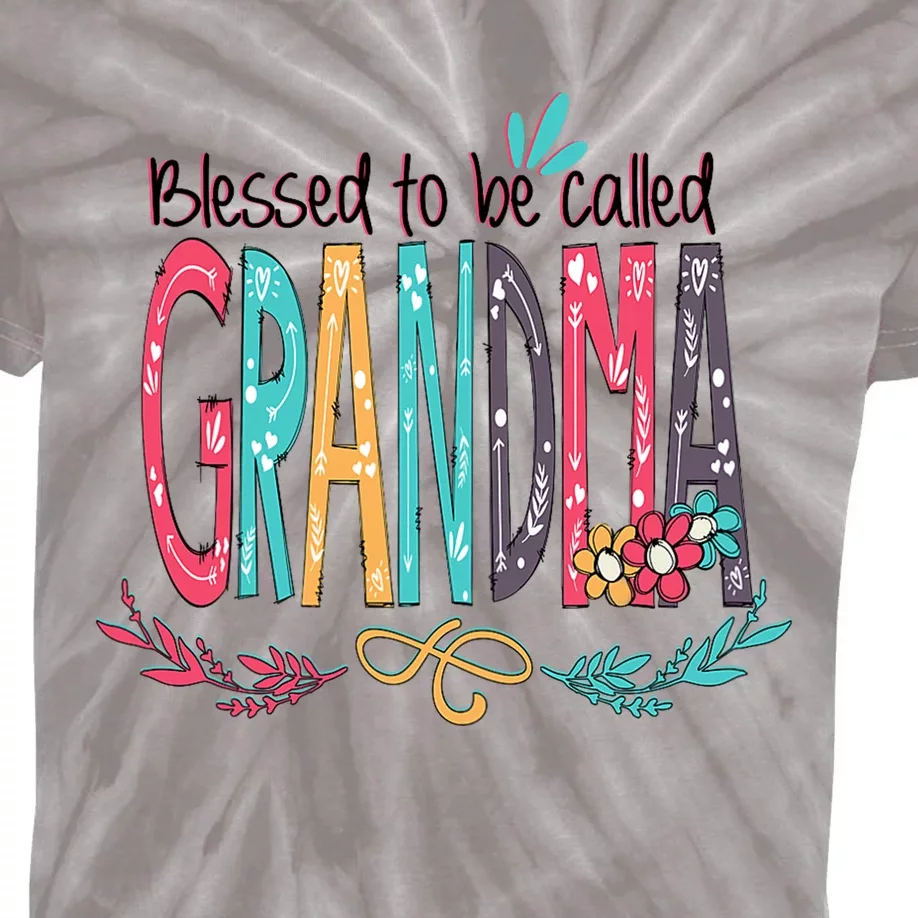 Mothers Day Gift Blessed To Be Called Grandma Kids Tie-Dye T-Shirt