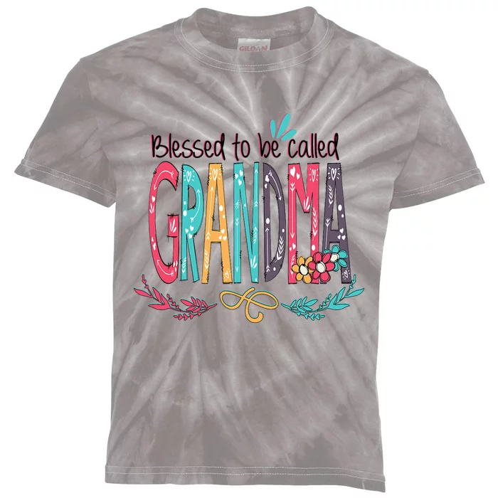 Mothers Day Gift Blessed To Be Called Grandma Kids Tie-Dye T-Shirt