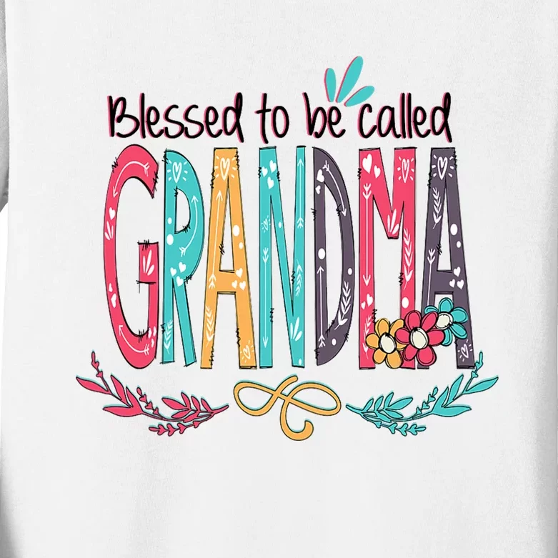 Mothers Day Gift Blessed To Be Called Grandma Kids Long Sleeve Shirt