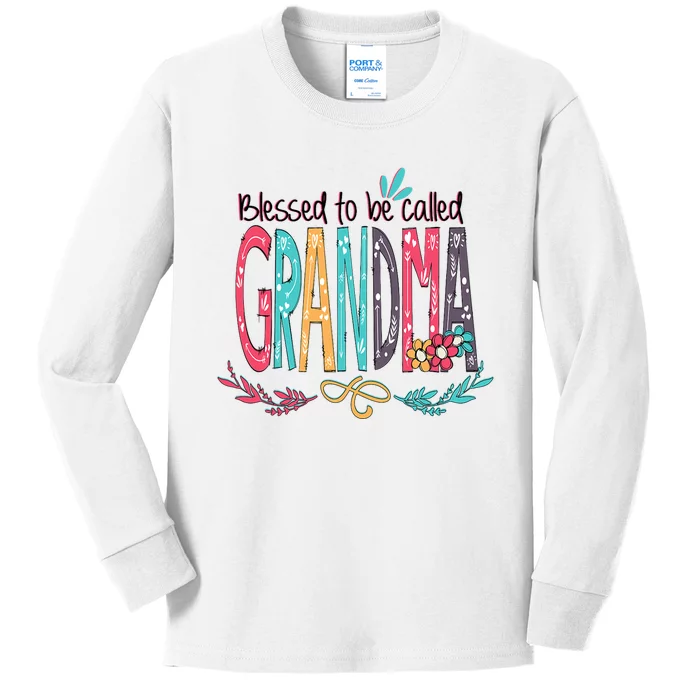 Mothers Day Gift Blessed To Be Called Grandma Kids Long Sleeve Shirt