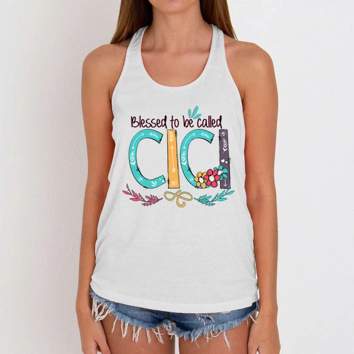 Mothers Day Gift Blessed To Be Called Cici Women's Knotted Racerback Tank