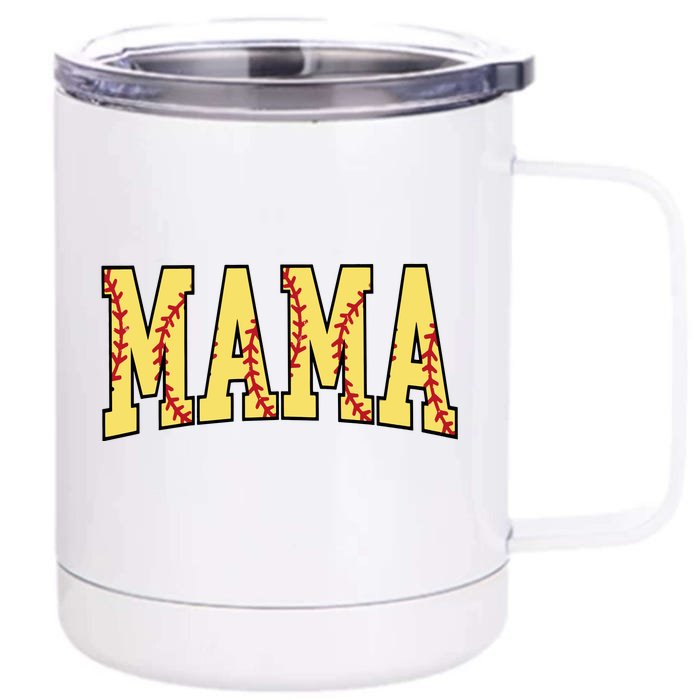 Mothers Day Gift For Softball Mama Front & Back 12oz Stainless Steel Tumbler Cup