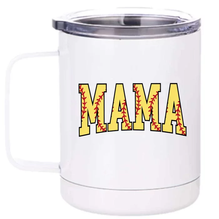 Mothers Day Gift For Softball Mama Front & Back 12oz Stainless Steel Tumbler Cup