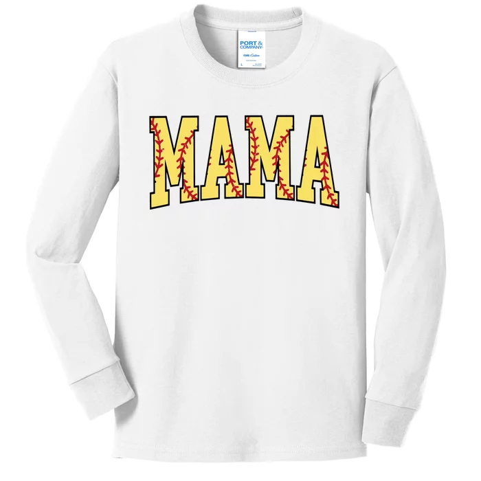 Mothers Day Gift For Softball Mama Kids Long Sleeve Shirt