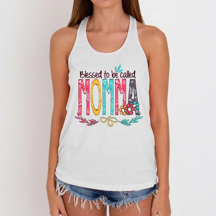 Mothers Day Gift Blessed To Be Called Momma Women's Knotted Racerback Tank