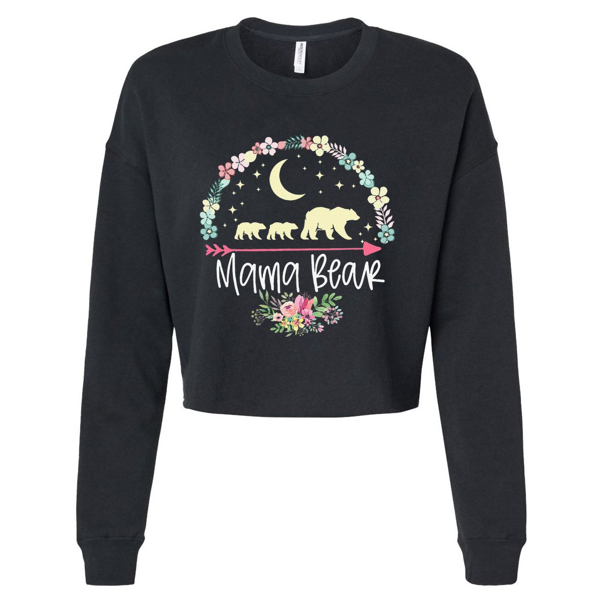 Mothers Day Gifts Mama Bear With 2 Cubs Cute Flower Circle Shirt