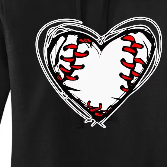 Mother's Day Gifts Distressed Heart Baseball Heart Mom Women's Pullover Hoodie