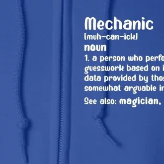 Mechanic Definition Gift Mechanics Lovers Car Lovers Garage Cool Gift Full Zip Hoodie