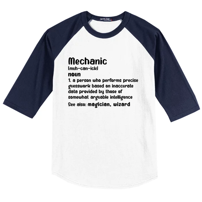 Mechanic Definition Gift Mechanics Lovers Car Lovers Garage Cool Gift Baseball Sleeve Shirt