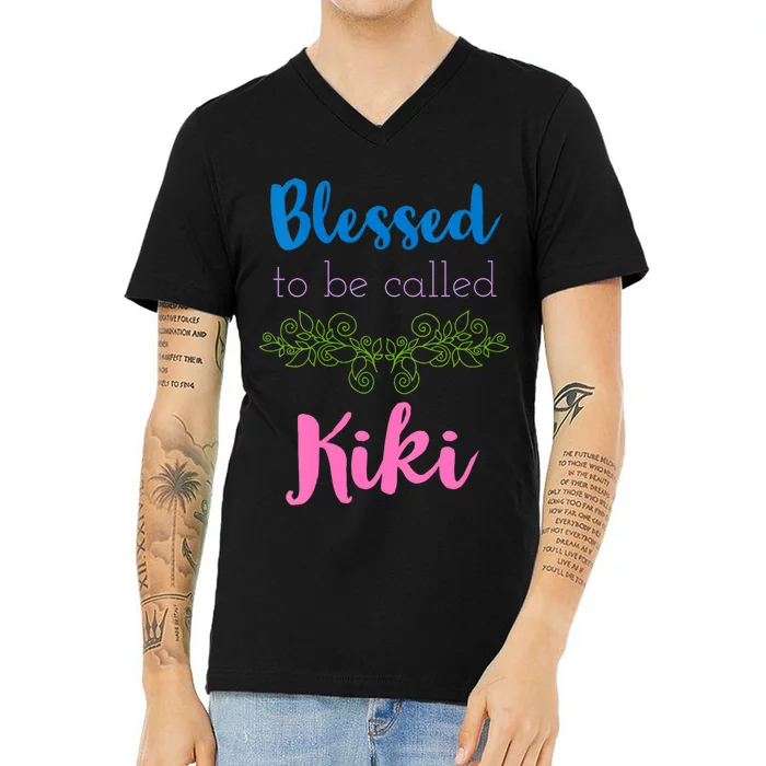 Mothers Day Gift Blessed To Be Called Kiki V-Neck T-Shirt