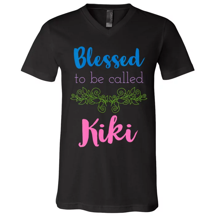 Mothers Day Gift Blessed To Be Called Kiki V-Neck T-Shirt