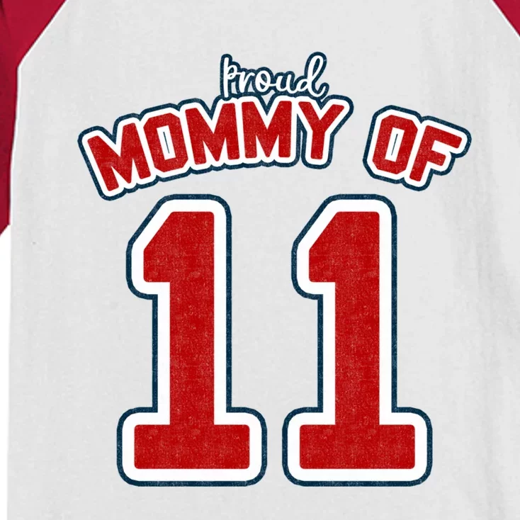 Mothers Day Gift Baseball Sports Style Proud Mommy Of 11 Gift Kids Colorblock Raglan Jersey